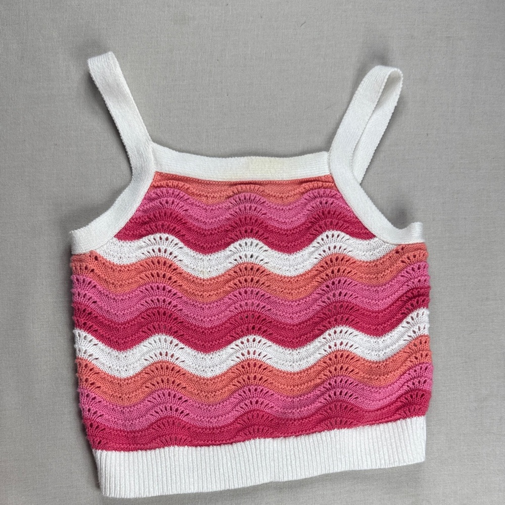 Adventurewear 360 Pink Chevron Pointelle Knit‎ Cotton Tank Top 6M
